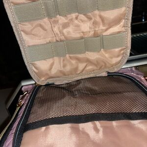 Rose pink/cream honeycomb makeup bag